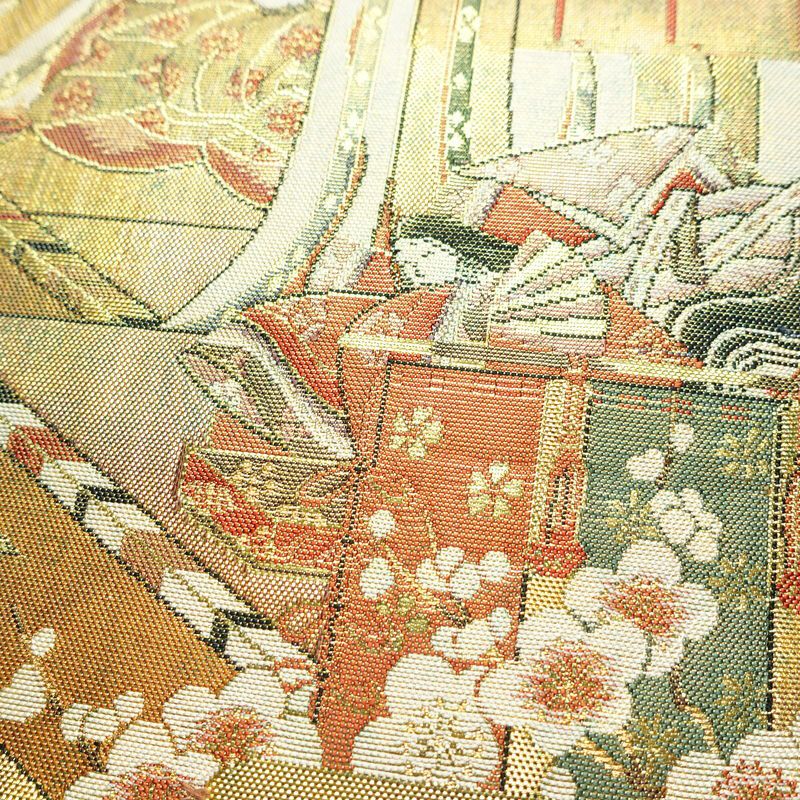 袋帯 太鼓柄 フォーマル用 正絹 人物・動物柄 箔 帯 金・銀_画像5