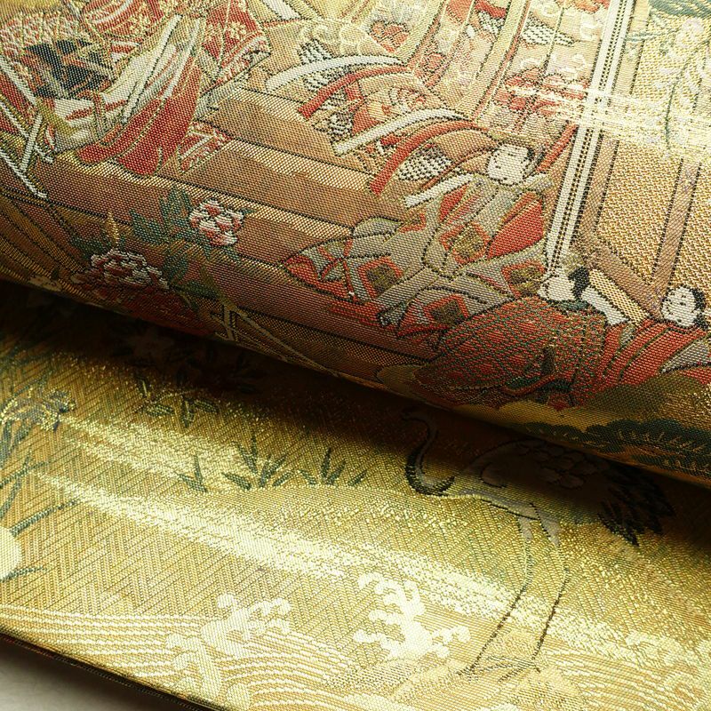 袋帯 太鼓柄 フォーマル用 正絹 人物・動物柄 箔 帯 金・銀_画像6