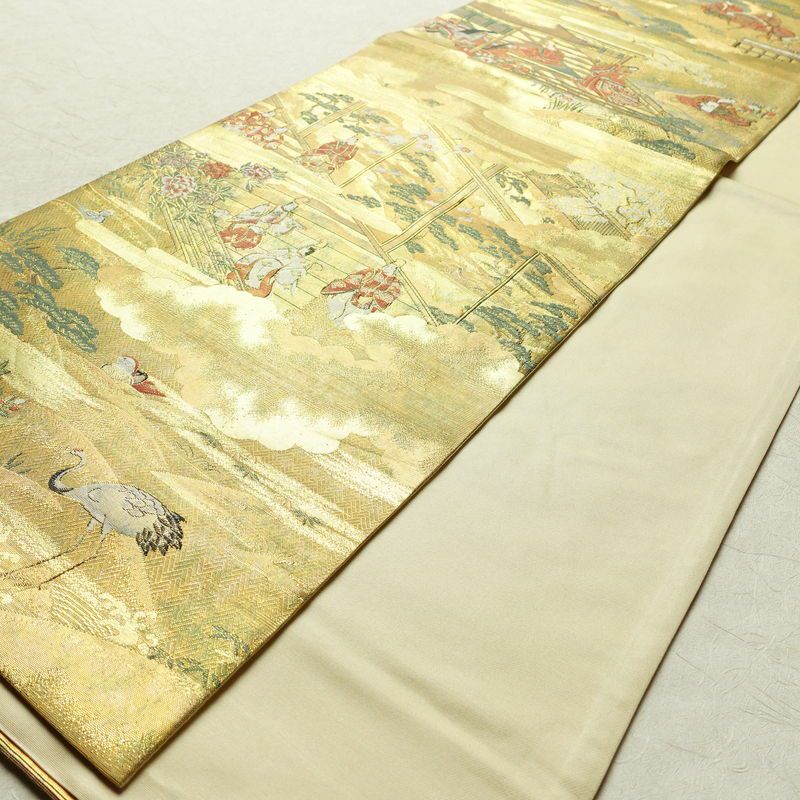 袋帯 太鼓柄 フォーマル用 正絹 人物・動物柄 箔 帯 金・銀_画像7