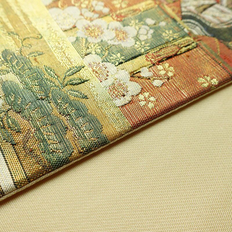 袋帯 太鼓柄 フォーマル用 正絹 人物・動物柄 箔 帯 金・銀_画像10