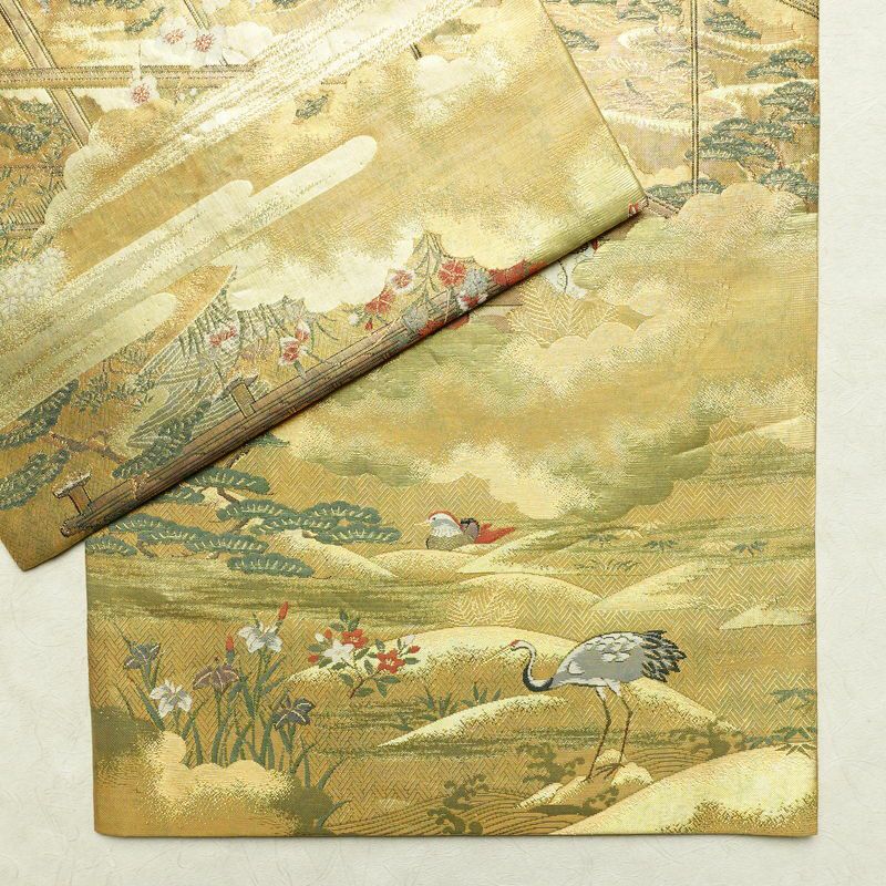 袋帯 太鼓柄 フォーマル用 正絹 人物・動物柄 箔 帯 金・銀_画像11