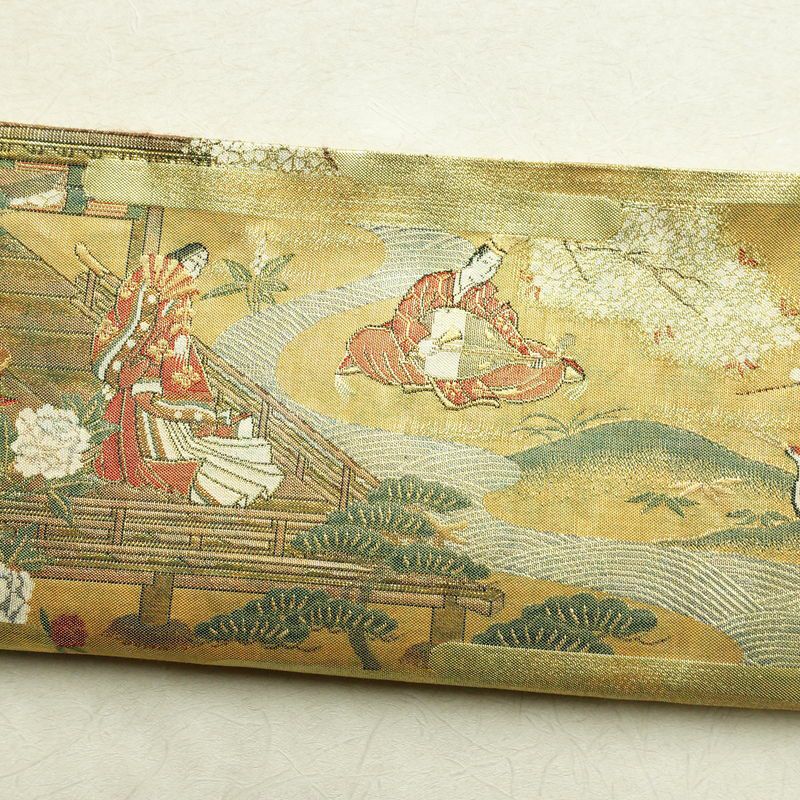 袋帯 太鼓柄 フォーマル用 正絹 人物・動物柄 箔 帯 金・銀_画像13