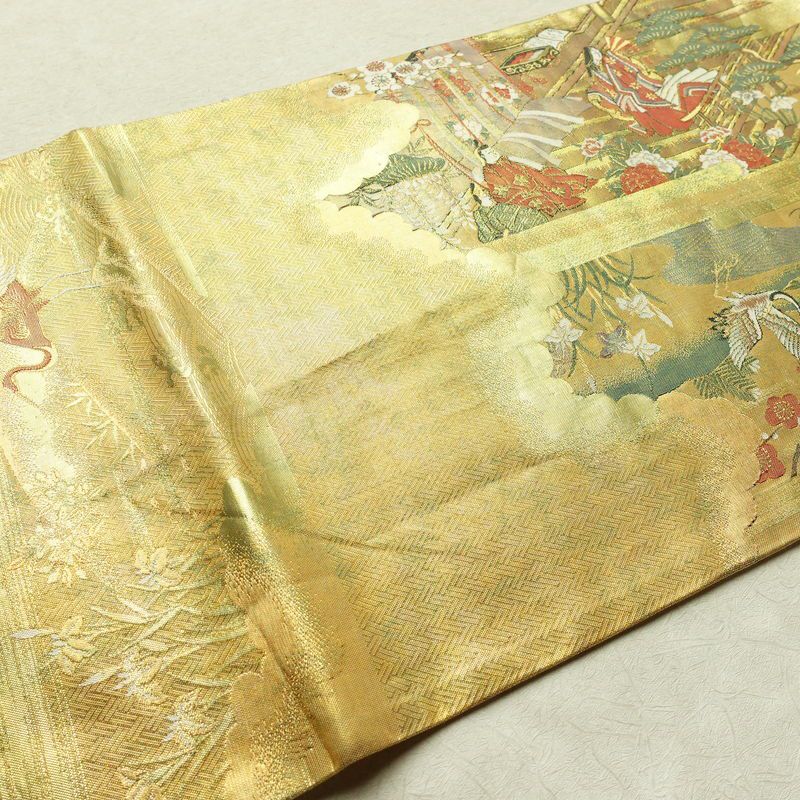 袋帯 太鼓柄 フォーマル用 正絹 人物・動物柄 箔 帯 金・銀_画像16