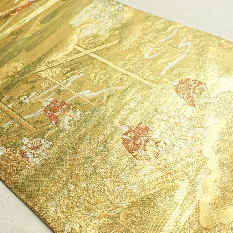 袋帯 太鼓柄 フォーマル用 正絹 人物・動物柄 箔 帯 金・銀_画像17