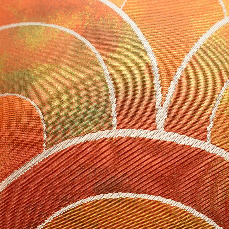 袋帯 六通柄 フォーマル用 正絹 流水・波柄 青海波 箔 帯 橙_画像4