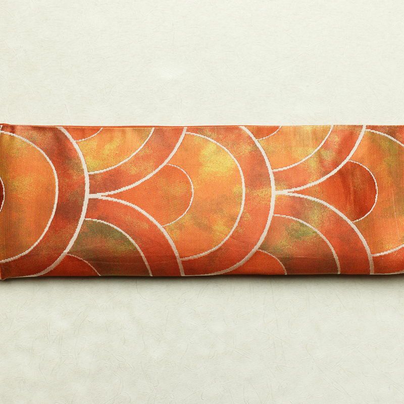 袋帯 六通柄 フォーマル用 正絹 流水・波柄 青海波 箔 帯 橙_画像12