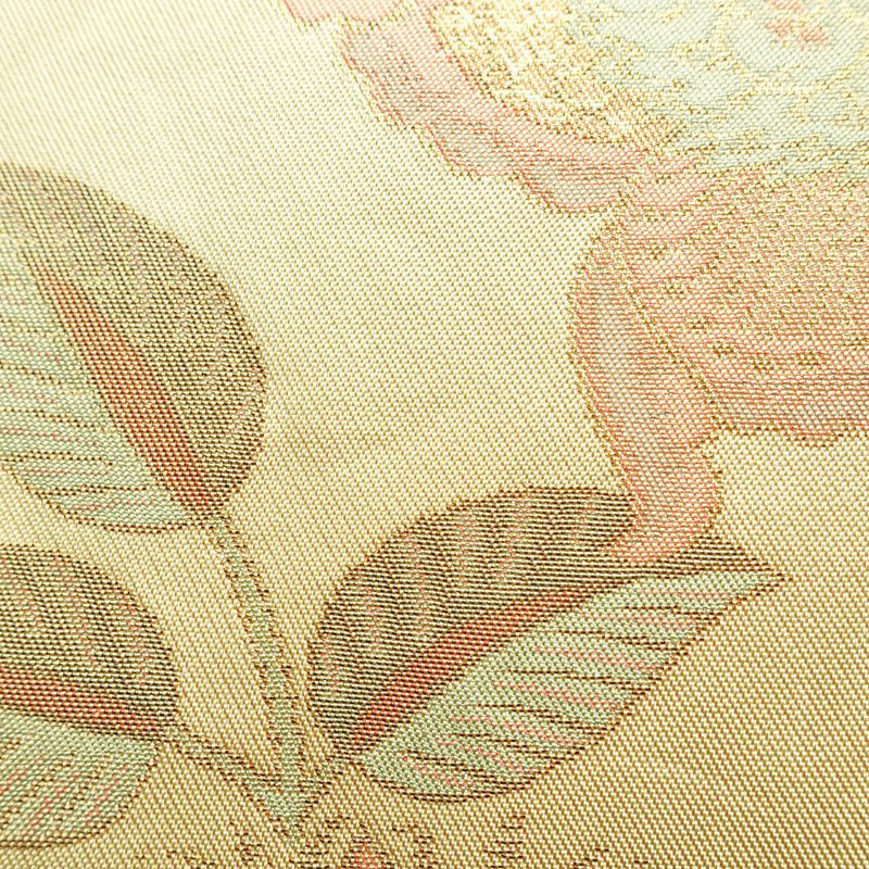 袋帯 全通柄 フォーマル用 正絹 花柄 箔 金糸 帯 クリーム_画像7