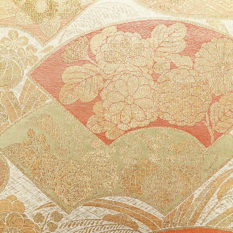 袋帯 六通柄 フォーマル用 正絹 古典柄 箔 金糸 帯 白_画像2