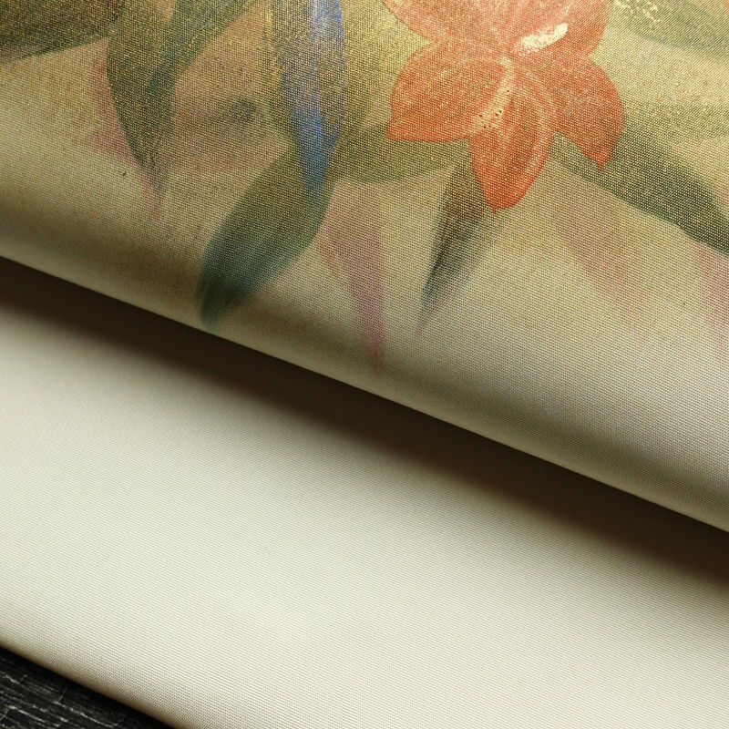 名古屋帯 太鼓柄 正絹 花柄 名古屋仕立て 箔 帯 クリーム_画像7