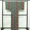 小紋 しつけ糸付き ポリエステル 古典柄 袷仕立て 身丈161.5cm 裄丈65cm 着物 緑・うぐいす色_画像2