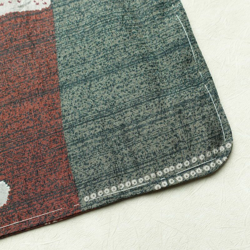 小紋 しつけ糸付き ポリエステル 古典柄 袷仕立て 身丈161.5cm 裄丈65cm 着物 緑・うぐいす色_画像15