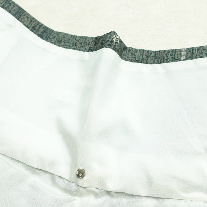 小紋 しつけ糸付き ポリエステル 古典柄 袷仕立て 身丈161.5cm 裄丈65cm 着物 緑・うぐいす色_画像18