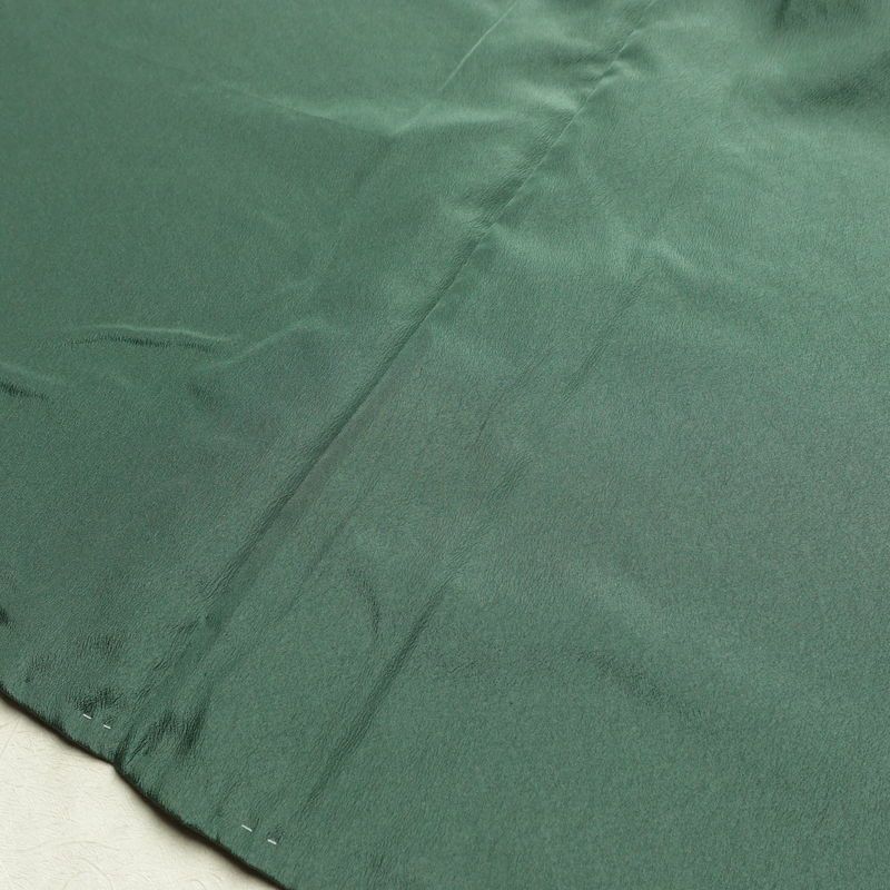 小紋 しつけ糸付き ポリエステル 古典柄 袷仕立て 身丈161.5cm 裄丈65cm 着物 緑・うぐいす色_画像20