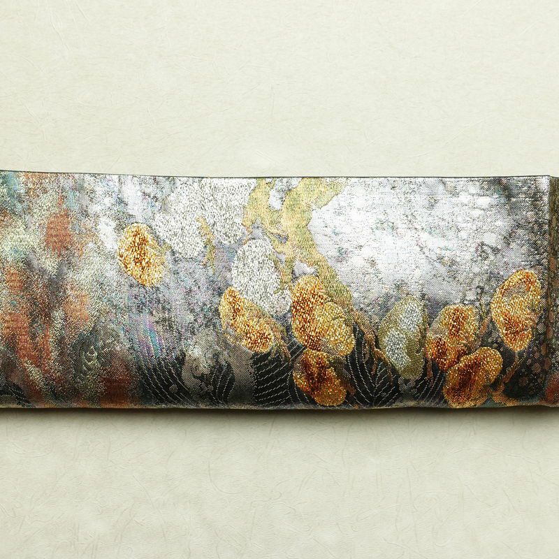 袋帯 六通柄 美品 フォーマル用 正絹 流水・波柄 箔 金糸 銀糸 帯 金・銀_画像14