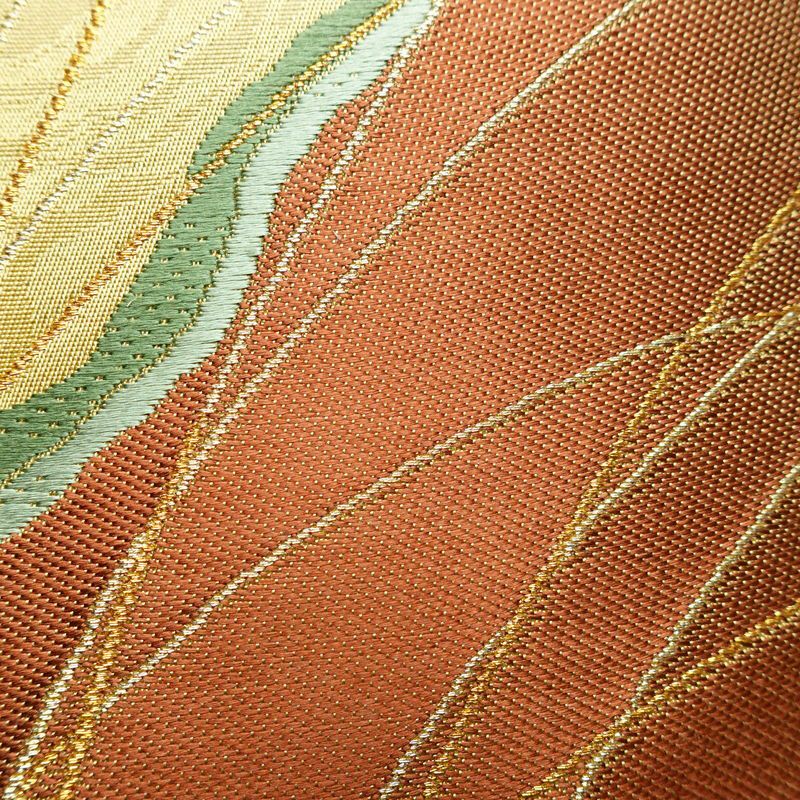 袋帯 清映彩薫風 六通柄 良品 フォーマル用 正絹 幾何学柄・抽象柄 金糸 帯 黄・黄土色_画像4