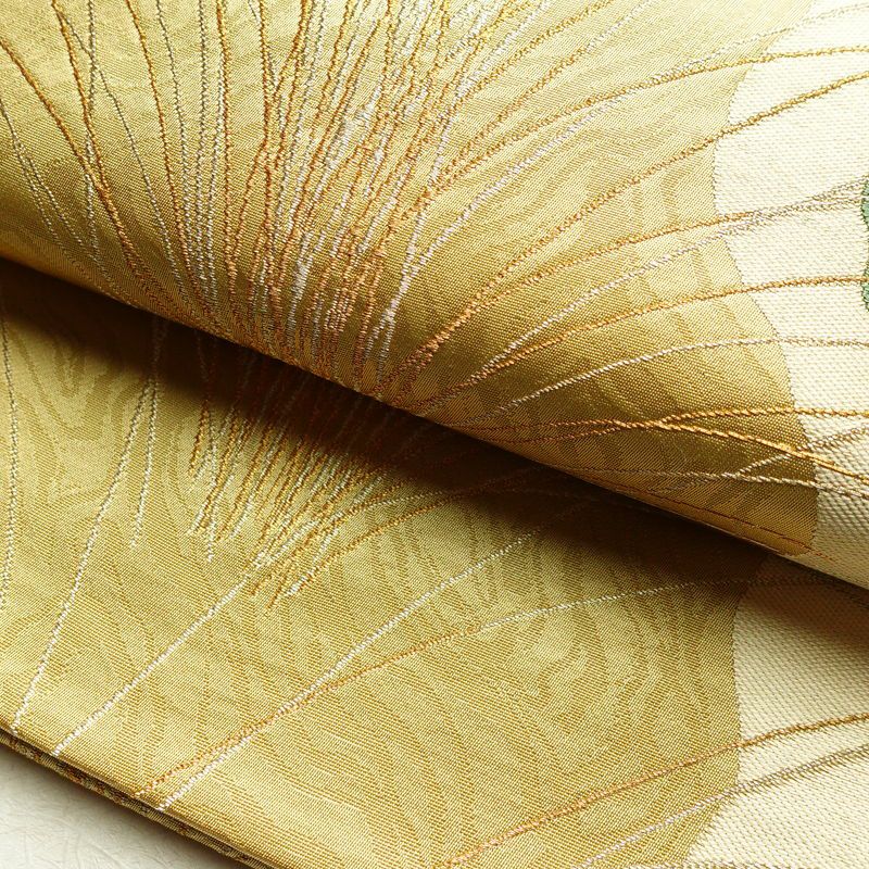 袋帯 清映彩薫風 六通柄 良品 フォーマル用 正絹 幾何学柄・抽象柄 金糸 帯 黄・黄土色_画像7