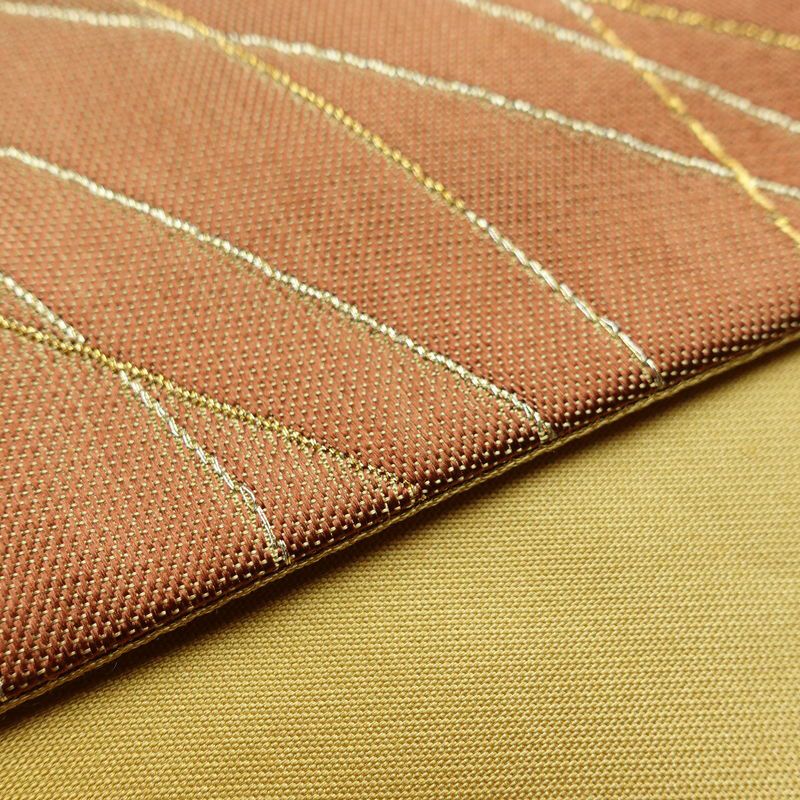 袋帯 清映彩薫風 六通柄 良品 フォーマル用 正絹 幾何学柄・抽象柄 金糸 帯 黄・黄土色_画像12