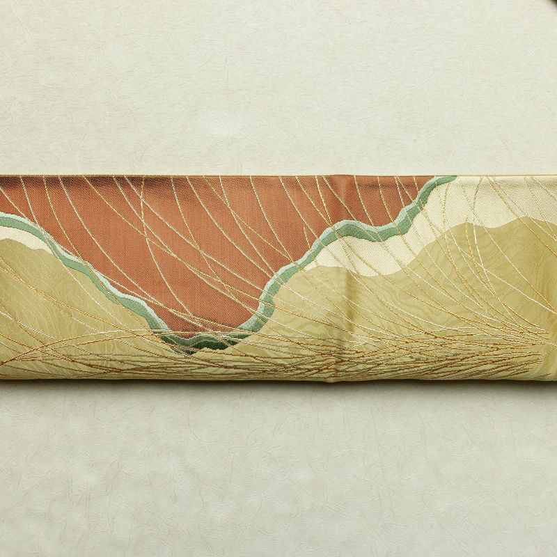 袋帯 清映彩薫風 六通柄 良品 フォーマル用 正絹 幾何学柄・抽象柄 金糸 帯 黄・黄土色_画像15