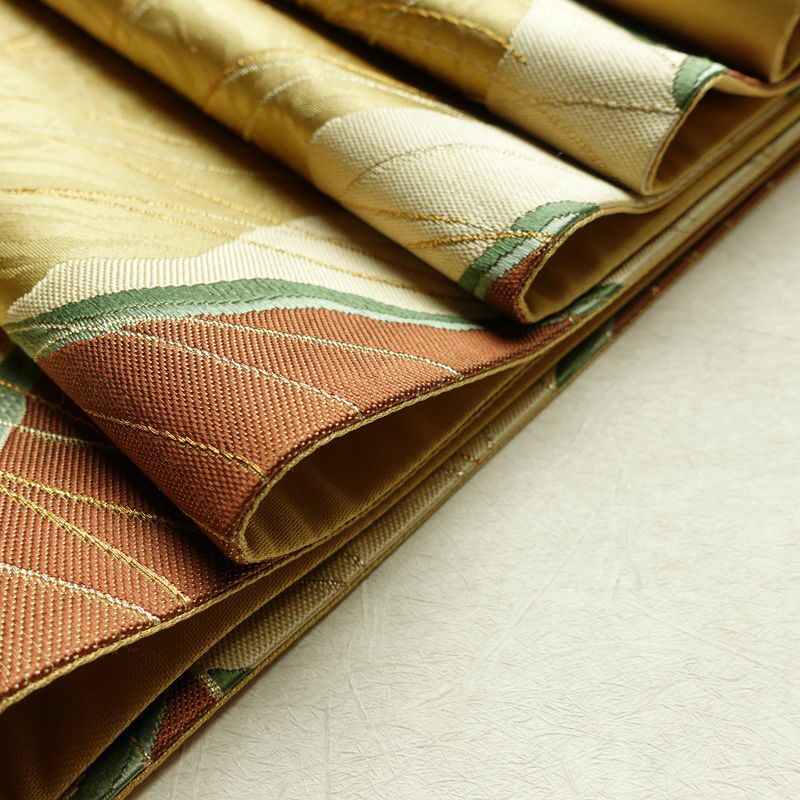 袋帯 清映彩薫風 六通柄 良品 フォーマル用 正絹 幾何学柄・抽象柄 金糸 帯 黄・黄土色_画像21