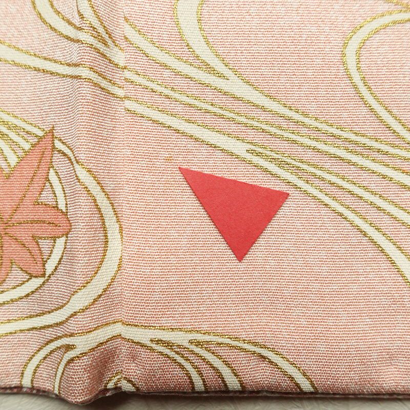 訪問着 良品 縮緬 正絹 古典柄 袷仕立て 身丈164cm 裄丈64.5cm 箔 金彩 フォーマル 着物 ピンク_画像13