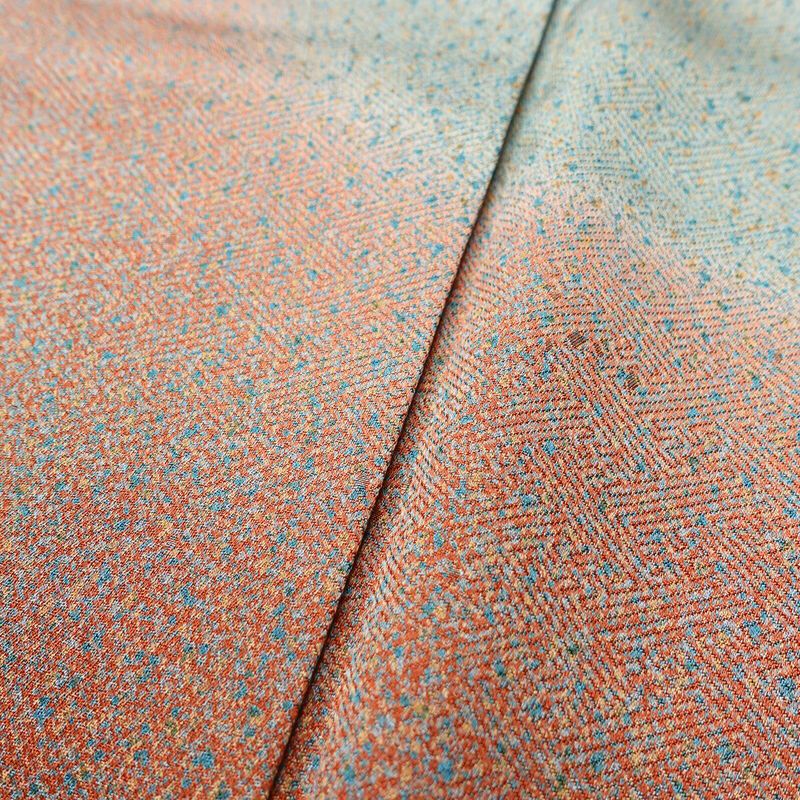 付け下げ 美品 綸子 正絹 その他の柄 袷仕立て 身丈159.5cm 裄丈65cm 一部しつけ糸付き 共八掛 フォーマル 着物 緑・うぐいす色_画像9