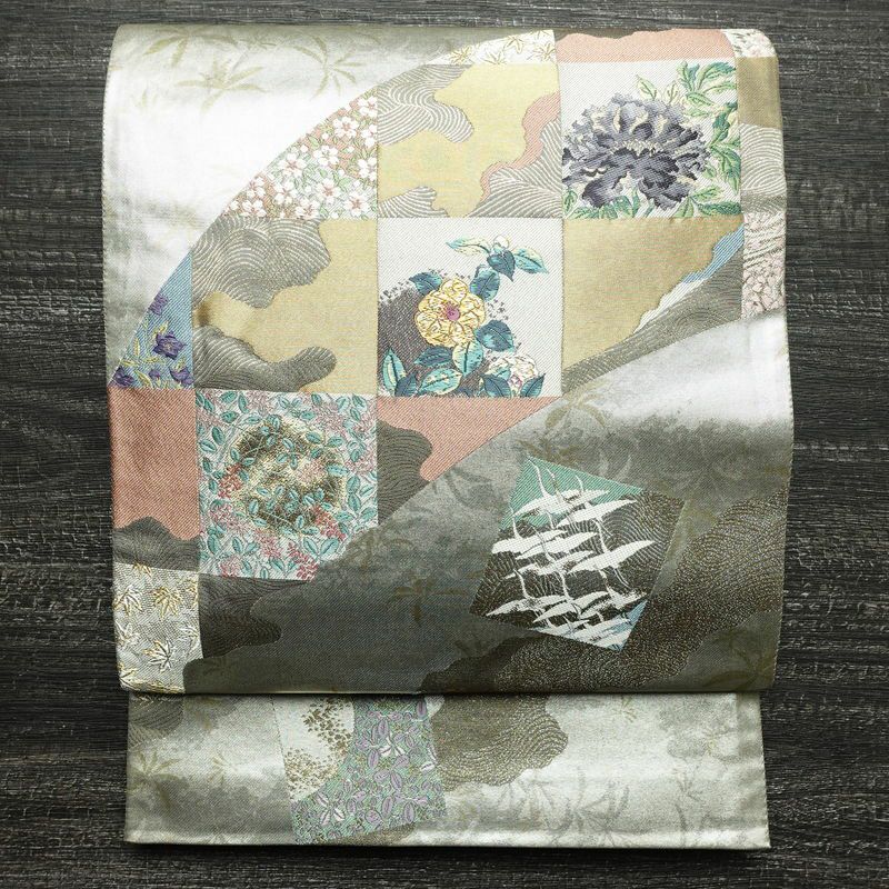 袋帯 六通柄 フォーマル用 正絹 古典柄 箔 刺繍 帯 金・銀_画像1