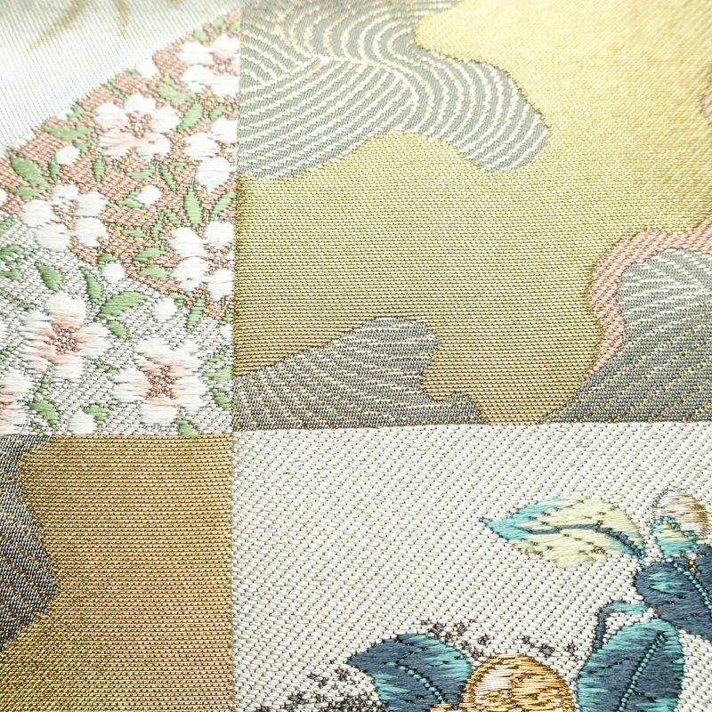 袋帯 六通柄 フォーマル用 正絹 古典柄 箔 刺繍 帯 金・銀_画像5