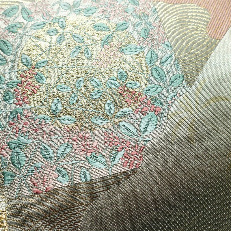 袋帯 六通柄 フォーマル用 正絹 古典柄 箔 刺繍 帯 金・銀_画像7