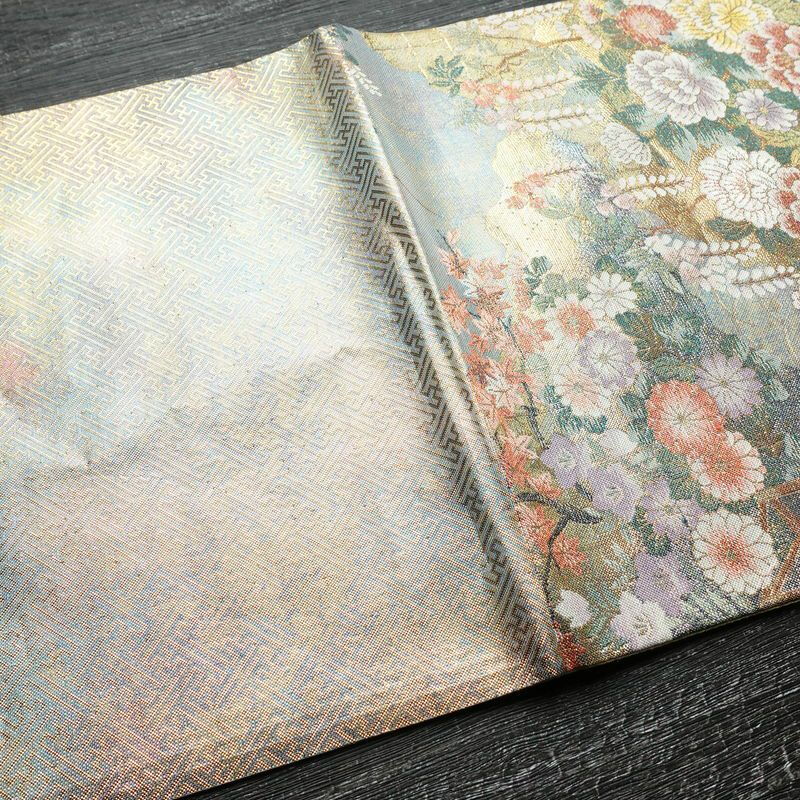 袋帯 六通柄 良品 フォーマル用 正絹 古典柄 箔 帯 青・紺_画像16