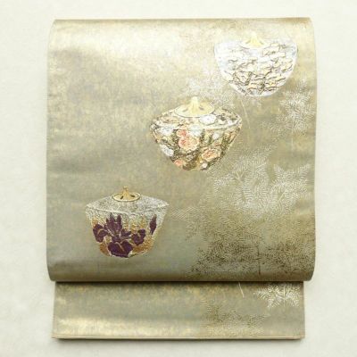 袋帯 太鼓柄 良品 フォーマル用 正絹 古典柄 箔 金彩 帯 金・銀
