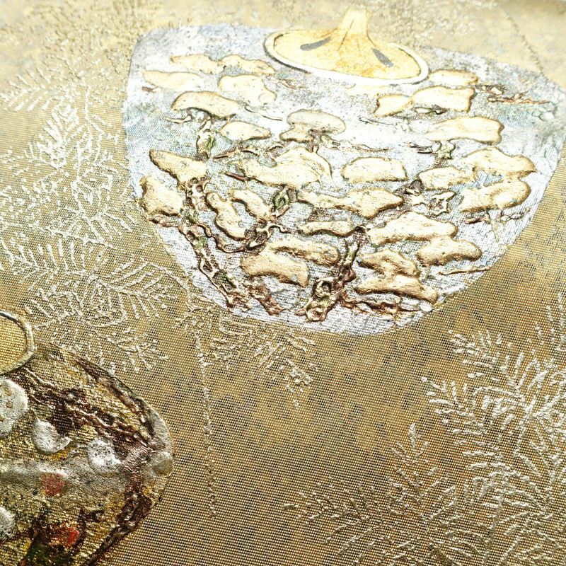袋帯 太鼓柄 良品 フォーマル用 正絹 古典柄 箔 金彩 帯 金・銀_画像3