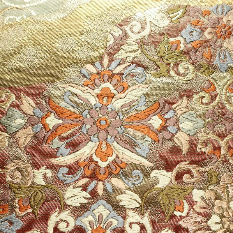 袋帯 六通柄 フォーマル用 正絹 幾何学柄・抽象柄 箔 金通し 帯 ベージュ_画像4