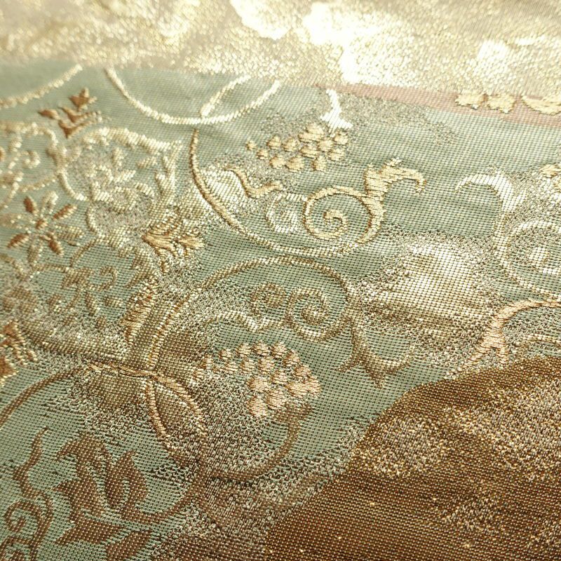 袋帯 六通柄 フォーマル用 正絹 幾何学柄・抽象柄 箔 金通し 帯 ベージュ_画像6