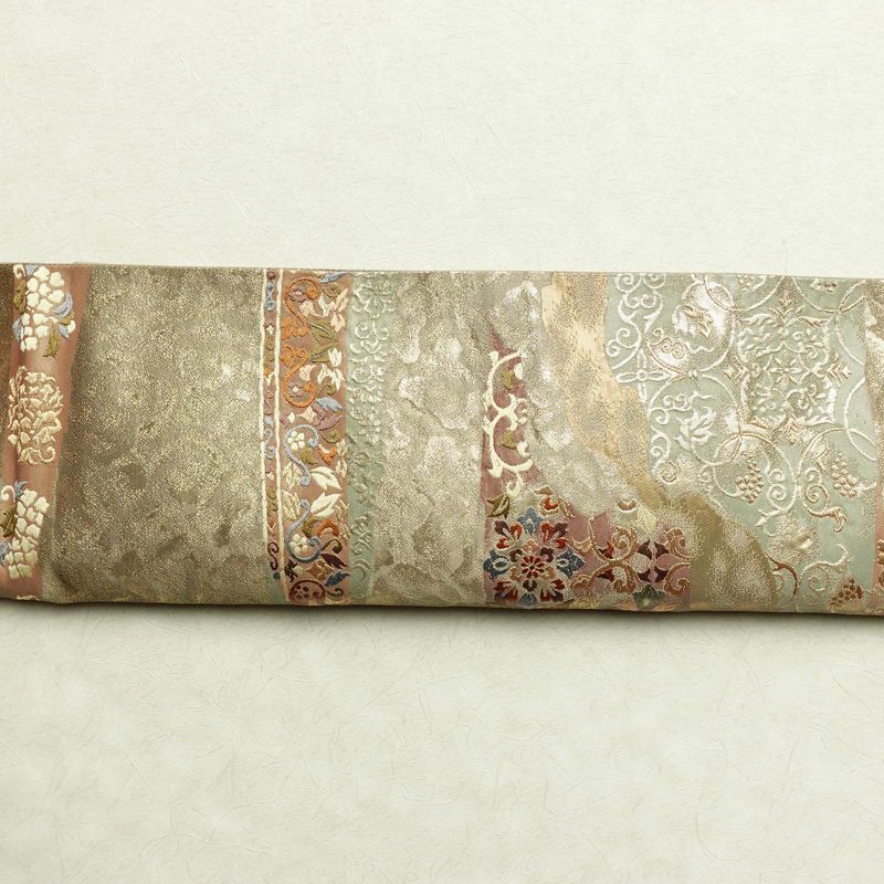 袋帯 六通柄 フォーマル用 正絹 幾何学柄・抽象柄 箔 金通し 帯 ベージュ_画像13