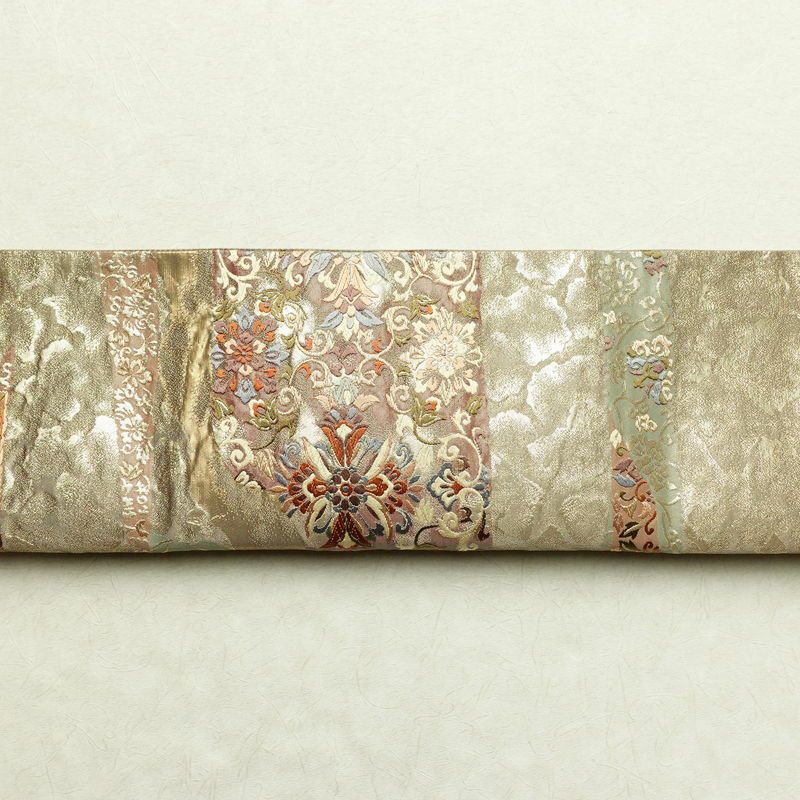 袋帯 六通柄 フォーマル用 正絹 幾何学柄・抽象柄 箔 金通し 帯 ベージュ_画像14
