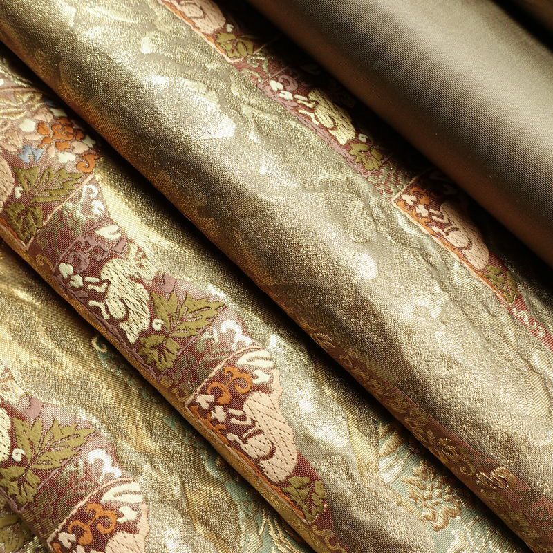 袋帯 六通柄 フォーマル用 正絹 幾何学柄・抽象柄 箔 金通し 帯 ベージュ_画像20