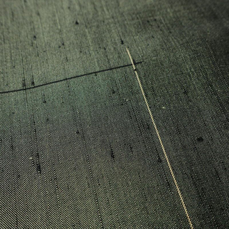 紬 良品 飛び柄 正絹 木の葉・植物柄 袷仕立て 身丈162cm 裄丈68.5cm 着物 緑・うぐいす色_画像7