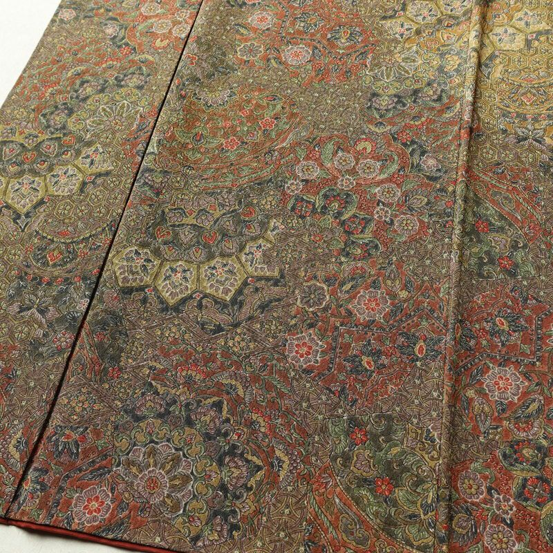 付下小紋 江戸更紗染 小紋 縮緬 総柄 正絹 幾何学柄・抽象柄 袷仕立て 身丈166cm 裄丈65.5cm 付け下げ 着物 黄・黄土色_画像6