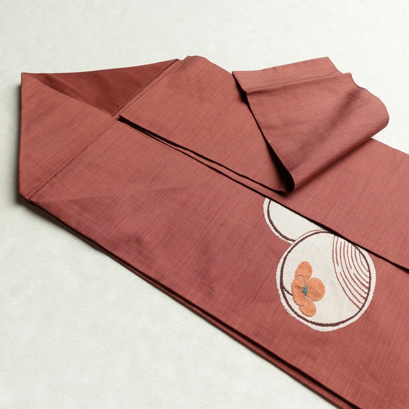 名古屋帯 太鼓柄 良品 正絹 花柄 名古屋仕立て シンプルモダン 帯 ピンク_画像21