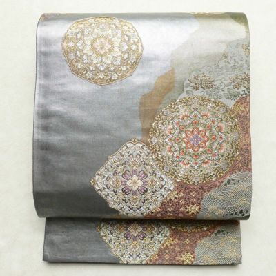 袋帯 六通柄 美品 フォーマル用 正絹 幾何学柄・抽象柄 箔 帯 多色使い
