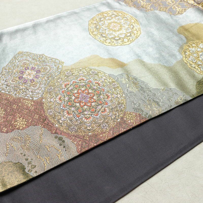 袋帯 六通柄 美品 フォーマル用 正絹 幾何学柄・抽象柄 箔 帯 多色使い_画像11