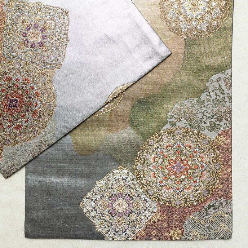 袋帯 六通柄 美品 フォーマル用 正絹 幾何学柄・抽象柄 箔 帯 多色使い_画像13