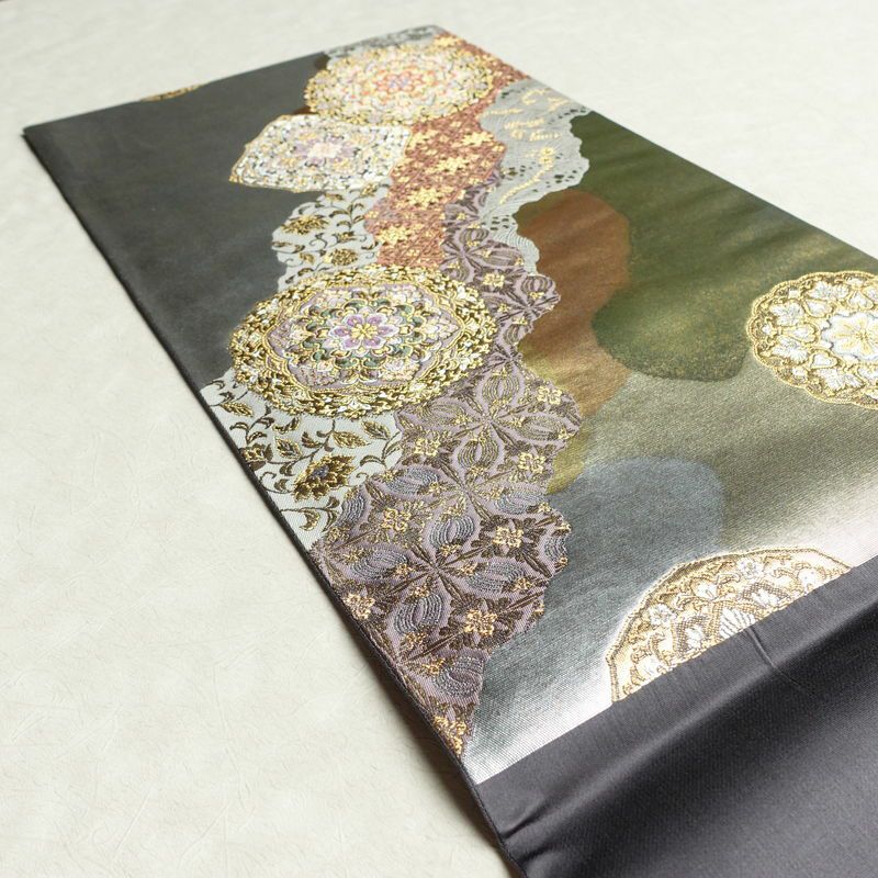 袋帯 六通柄 美品 フォーマル用 正絹 幾何学柄・抽象柄 箔 帯 多色使い_画像18
