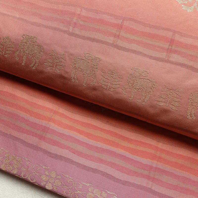 袋帯 六通柄 一般用 正絹 幾何学柄・抽象柄 帯 ピンク_画像6