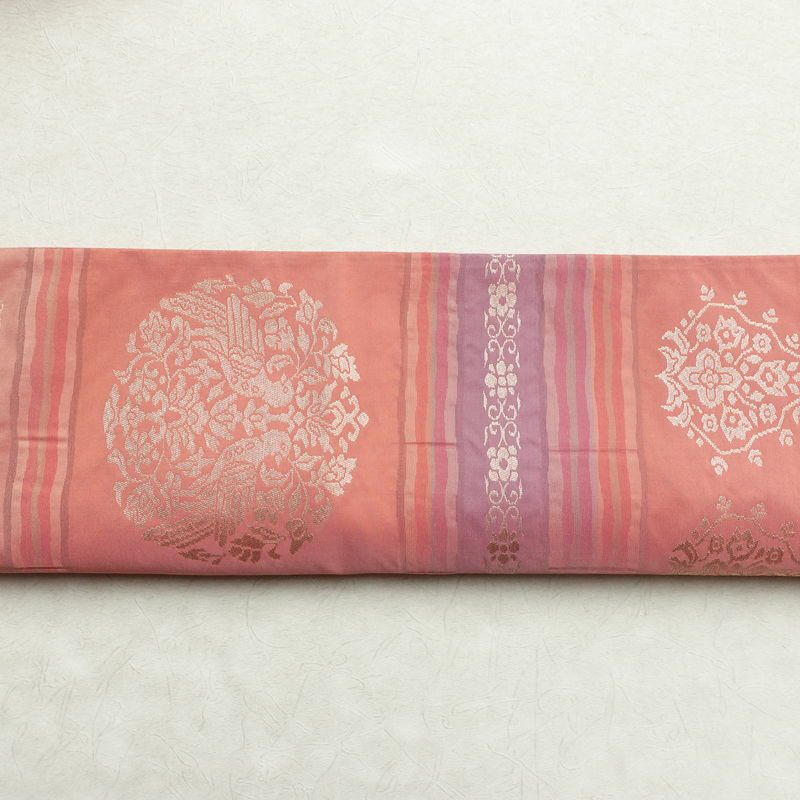 袋帯 六通柄 一般用 正絹 幾何学柄・抽象柄 帯 ピンク_画像13
