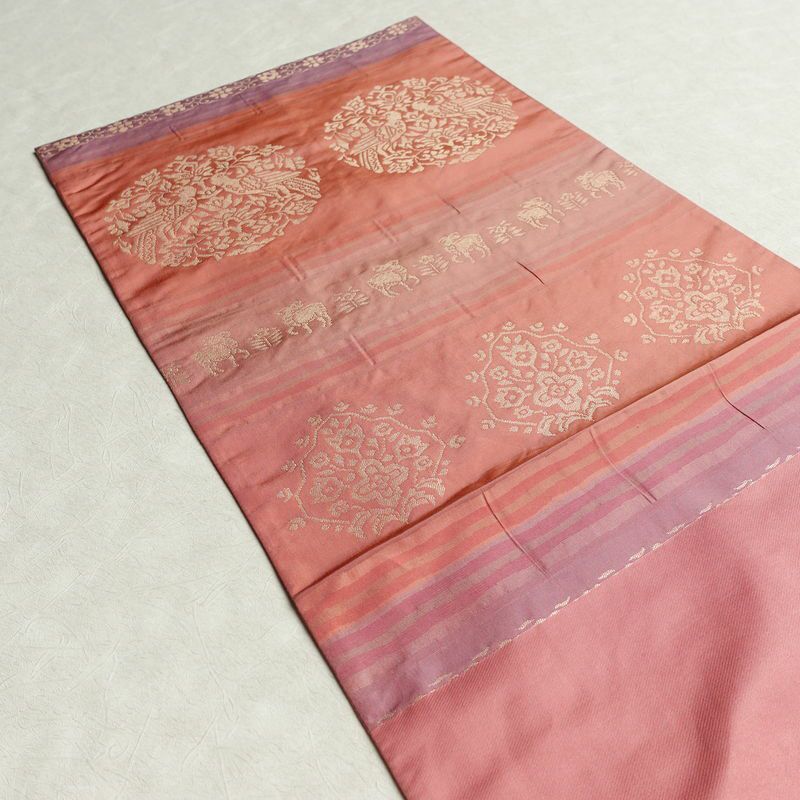 袋帯 六通柄 一般用 正絹 幾何学柄・抽象柄 帯 ピンク_画像16