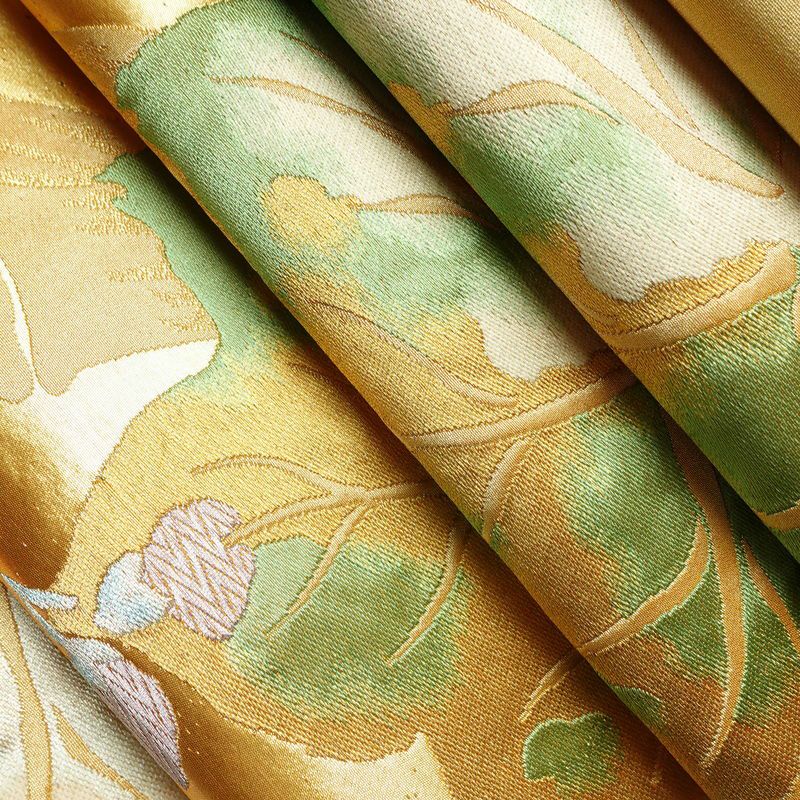 袋帯 六通柄 良品 フォーマル用 正絹 木の葉・植物柄 箔 金糸 帯 金・銀_画像20