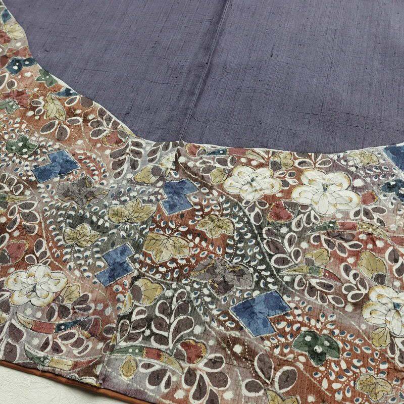 訪問着 良品 紬地 正絹 花柄 袷仕立て 身丈158cm 裄丈65cm 着物 紫苑色 紫・藤色_画像13