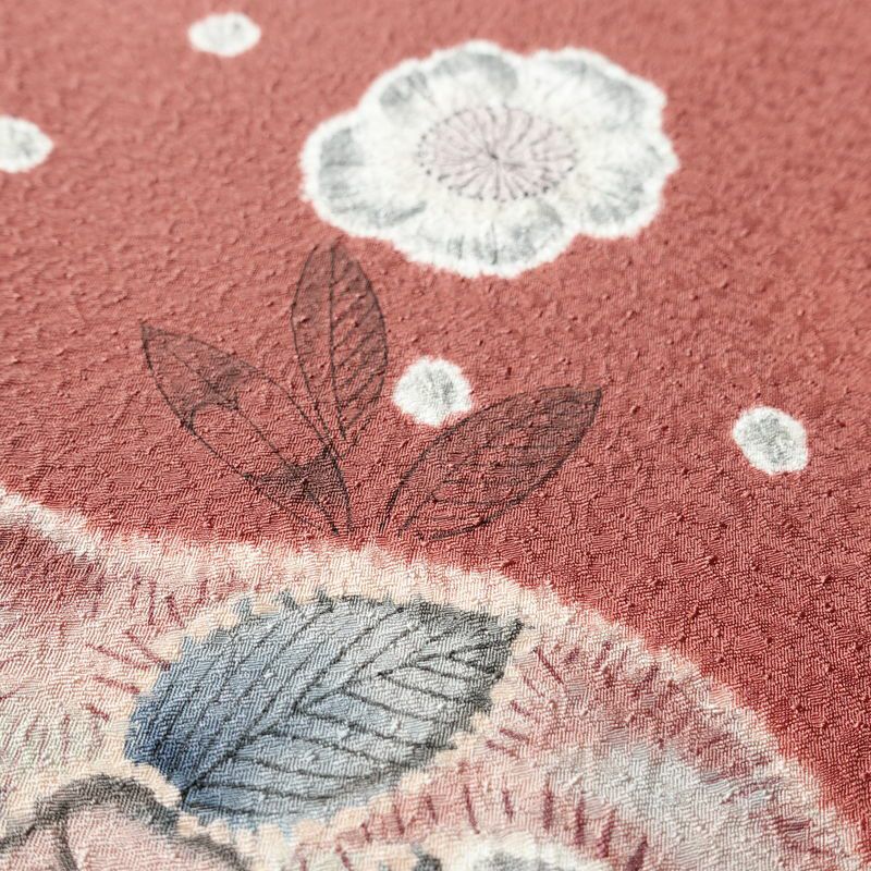 付け下げ 絞り 辻が花 縮緬 正絹 花柄 袷仕立て 身丈164cm 裄丈67cm フォーマル 着物 ピンク_画像8