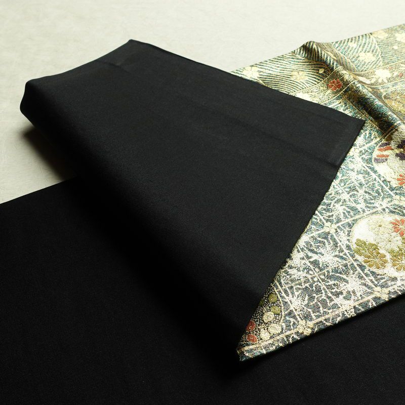 袋帯 六通柄 美品 フォーマル用 正絹 古典柄 箔 金糸 帯 蝶 菊 梅 緑・うぐいす色_画像10